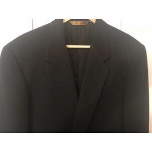 Donna Karan New York Jacket 40 R Dark Gray Pinstriped Made‎ In Italy